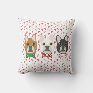 Holiday Pups Candy Cane Cushion
