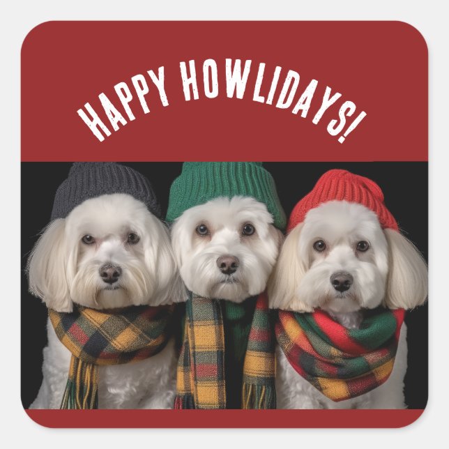 Holiday Pups Square Sticker (Front)