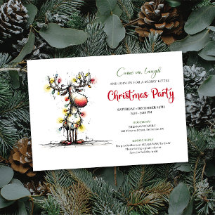 Holiday quirky reindeer Christmas party invite