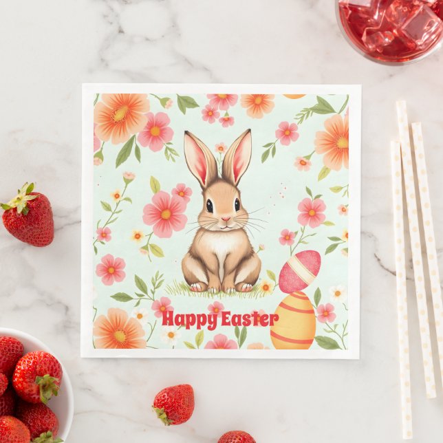 Holiday Rabbit Easter Modern Collection Napkin (Insitu)