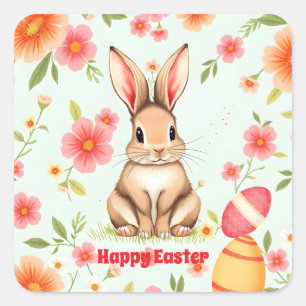 Holiday Rabbit Easter Modern Collection Square Sticker