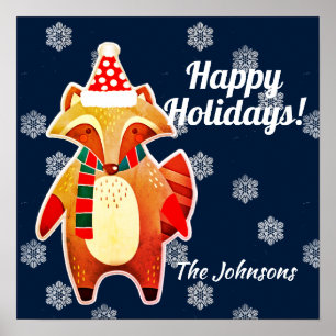 Holiday Raccoon Poster