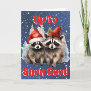 Holiday Raccoons Up To Snow Good Card