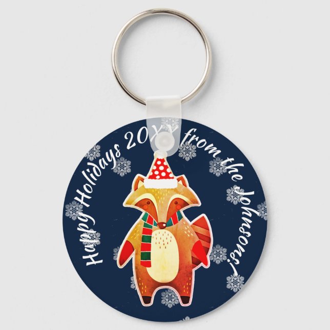 Holiday Racoon Key Ring (Front)
