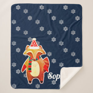 Holiday Racoon Sherpa Blanket