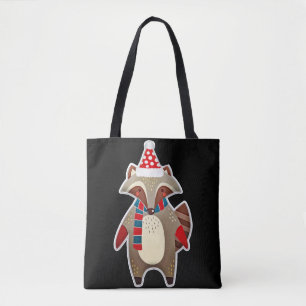 Holiday Racoon Tote Bag