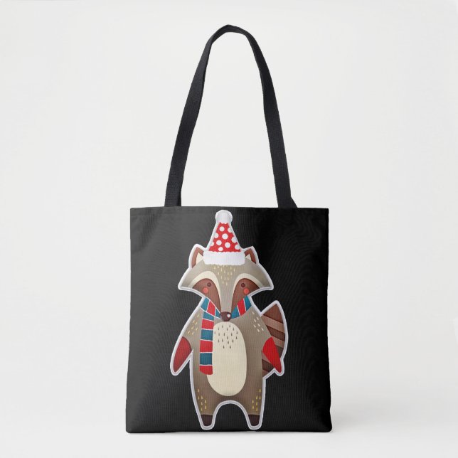 Holiday Racoon Tote Bag (Front)