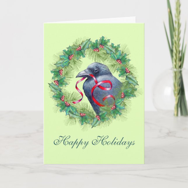 Holiday Raven Crow Card (Front)