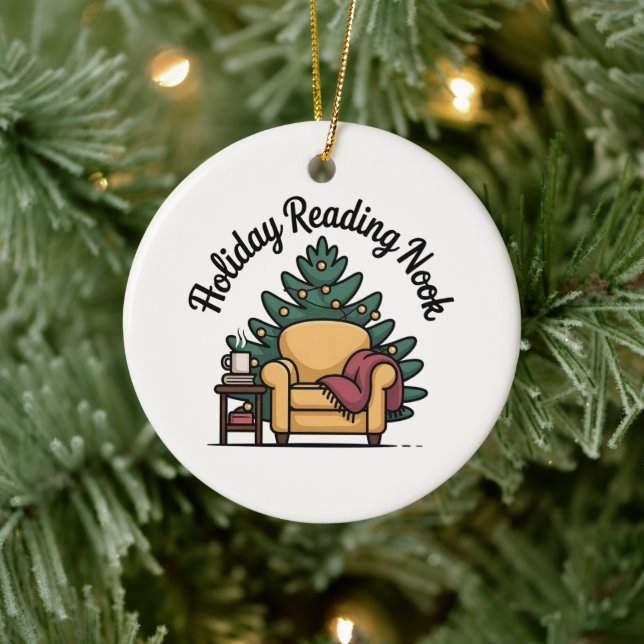 Holiday Reading Nook Tree Keepsake Ceramic Ornament (Tree)