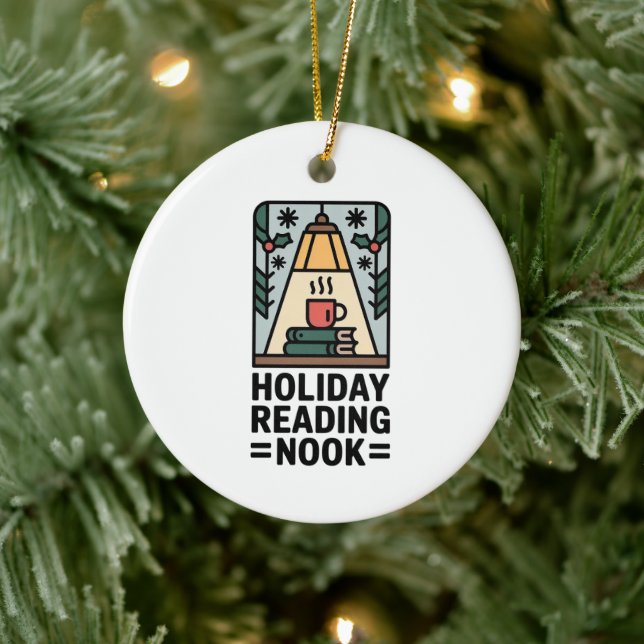 Holiday Reading Nook Tree Keepsake Ceramic Ornament (Tree)