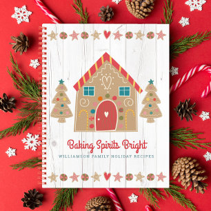 Holiday Recipe Cookbook Gingerbread Rustic Wood Notebook