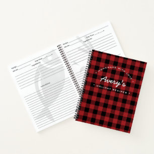 Holiday Recipe Plaid Homemade with Love Custom Notebook