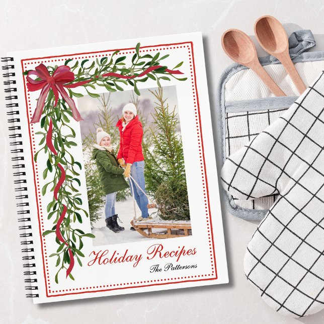 Holiday Recipes Cookbook Mistletoe Family Photo Notebook (Creator Uploaded)