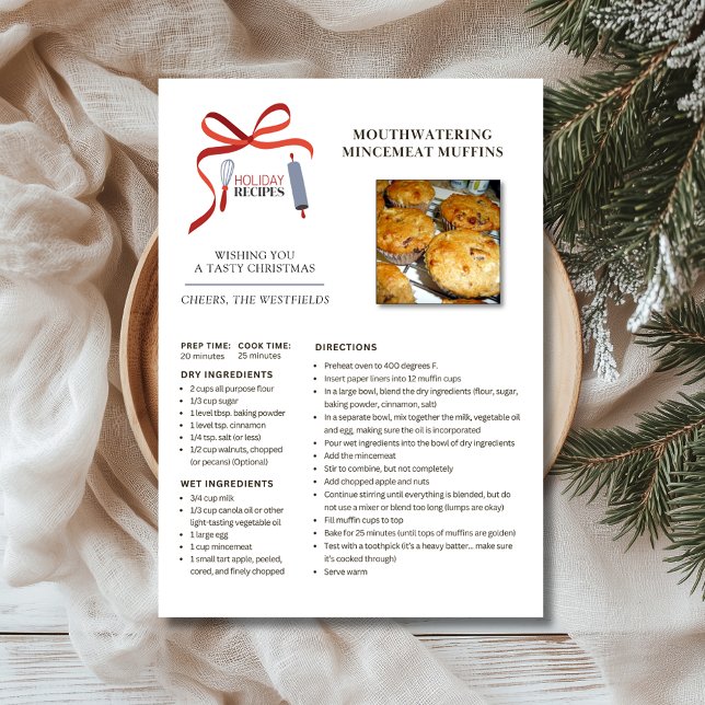 Holiday Recipes Mincemeat Muffins Christmas Card (Mouthwatering Mincemeat Muffins Holiday Recipe Christmas Card 5x7)