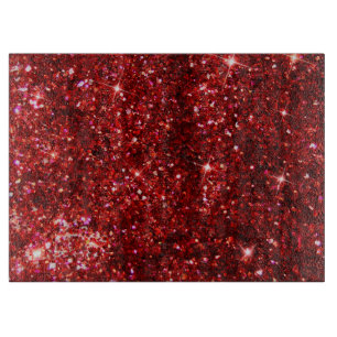 Holiday Red and Black Faux Glitter Christmas  Cutting Board