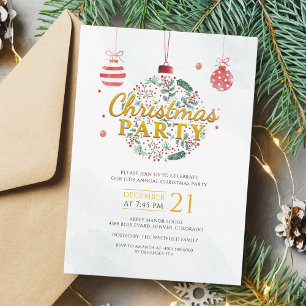 Holiday Red and Gold Christmas Holiday Party Invitation