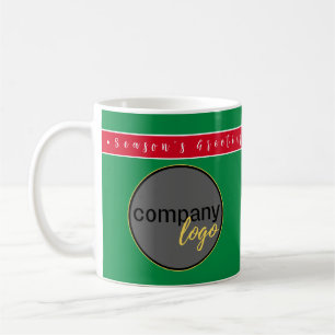 HOLIDAY RED AND GREEN BUSINESS LOGO BRAND CUSTOM COFFEE MUG