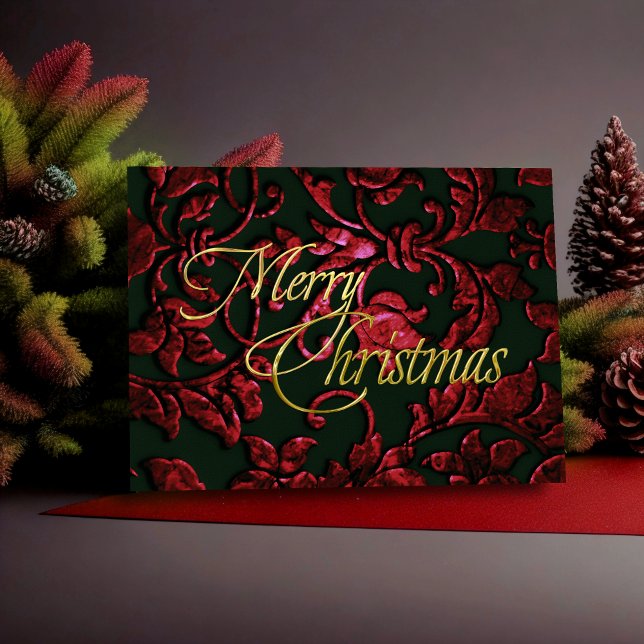 Holiday Red and Green Embossed Look Damask (Creator Uploaded)