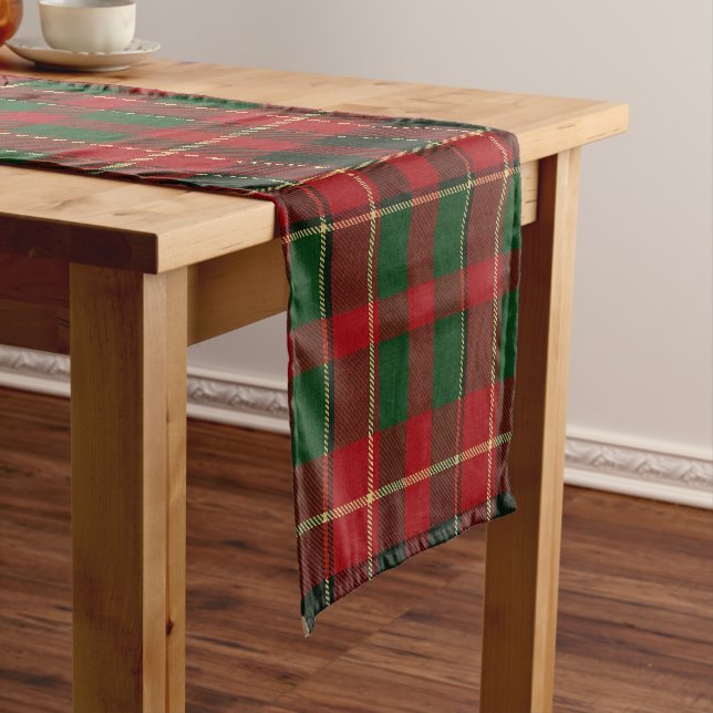 Holiday Red And Green Plaid Short Table Runner (In Situ)