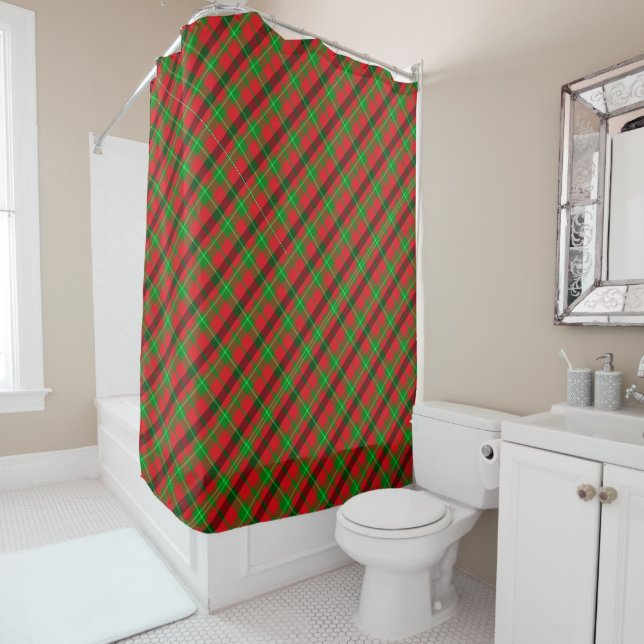 Holiday Red and Green Plaid  Shower Curtain (In Situ)