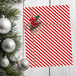 Holiday Red And White Candy Cane Striped Tissue Paper
