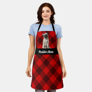 Holiday Red Buffalo Plaid Pug Santa Dog Christmas Apron