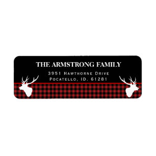 Holiday Red Buffalo Plaid Rustic Style Address Return Address Label