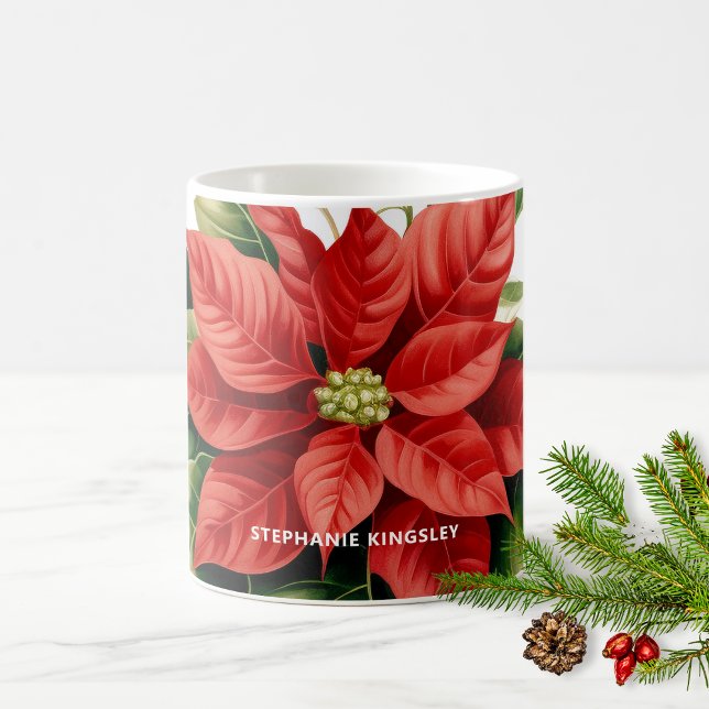 Holiday Red Christmas Poinsettia Personalised Coffee Mug (Creator Uploaded)
