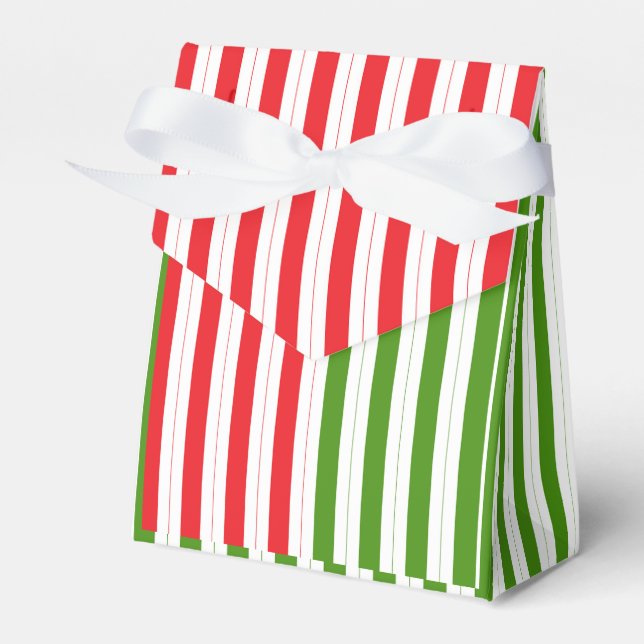 Holiday Red & Elf Green Candy Stripe Striped Favour Box (Front Side)