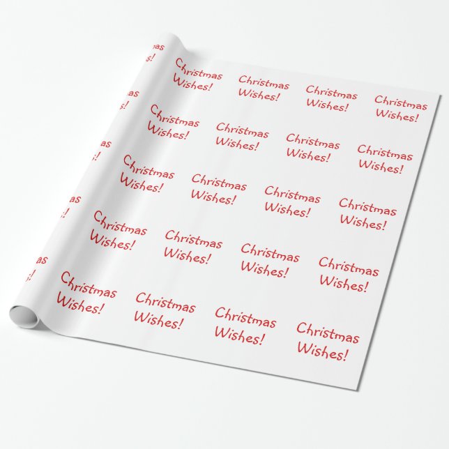 Holiday Red Font Christmas Wishes Wrapping Paper (Unrolled)
