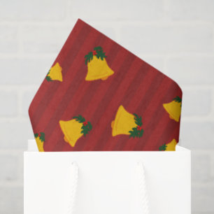 Holiday Red Gold Stripe Bells Christmas Tissue Paper