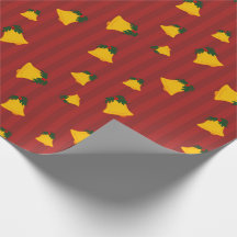 Holiday Red Gold Stripe Bells Christmas
