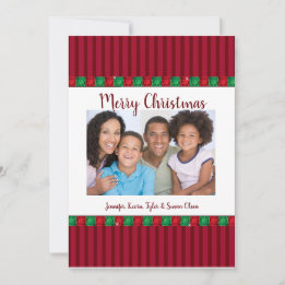 Holiday Red & Green Gems Custom Photo & Greetings Card