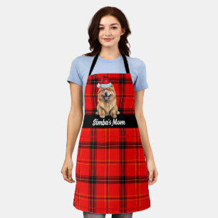Holiday Red Plaid Chow Chow Santa Dog Christmas Apron