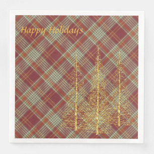 Holiday Red Plaid Christmas Paper Napkins
