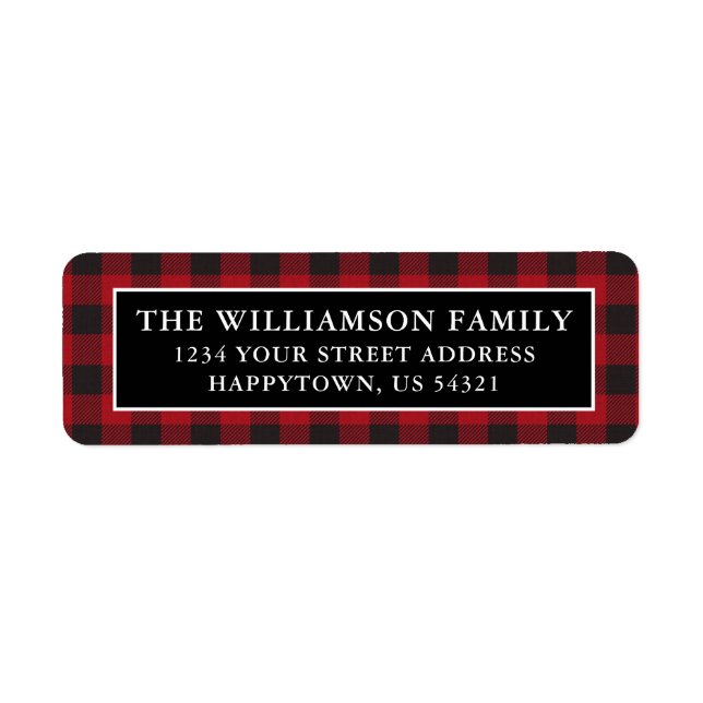 Holiday Red Plaid Christmas Return Address Labels (Front)
