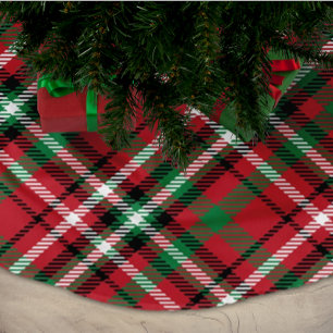 Holiday Red Plaid Pattern Brushed Polyester Tree Skirt