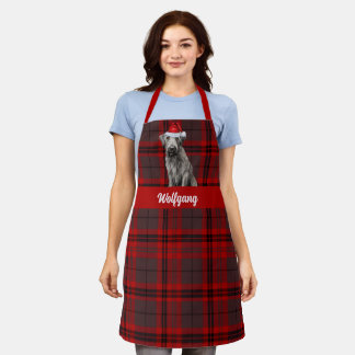 Holiday Red Plaid Wolfhound Santa Dog Christmas Apron