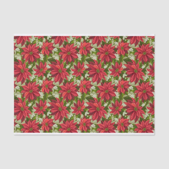 Holiday Red Poinsettia Tissue Paper (Front)