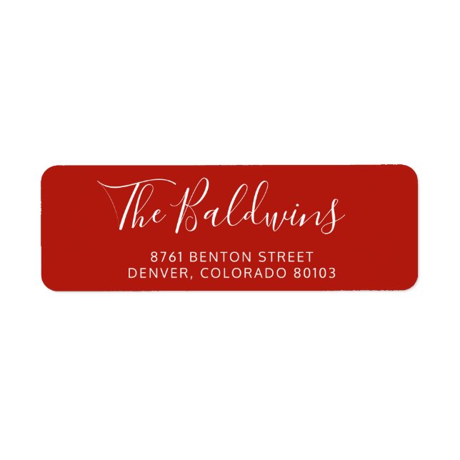 Holiday Red Script Name Return Address Return Address Label (Front)