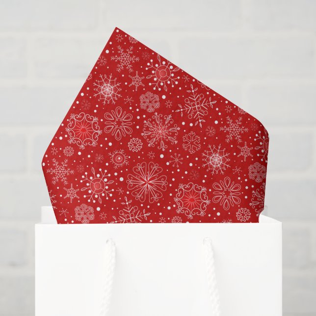 Holiday Red Snowflake Tissue Paper (Gift Bag)