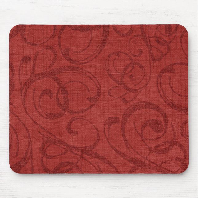 Holiday Red Swirl Pattern Mouse Pad (Front)