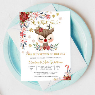 Holiday Reindeer Baby Shower Invitation