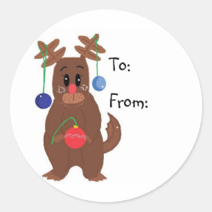 Holiday Reindeer Classic Round Sticker