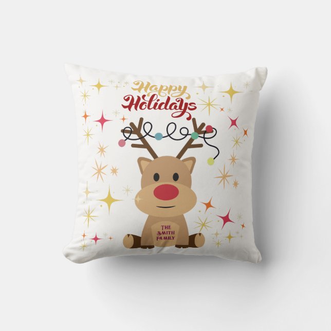 HOLIDAY REINDEER PILLOW DECOR (Front)