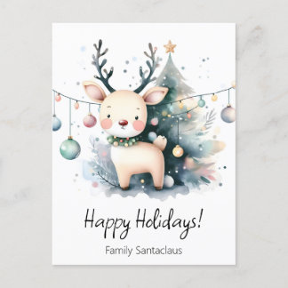 Holiday reindeer postcard