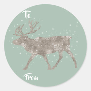 Holiday Reindeer Snowflakes Gift Tag Stickers