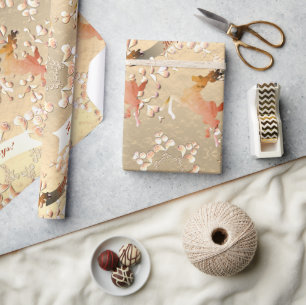 Holiday Reindeer Snowflakes on Rose Gold Wrapping  Wrapping Paper