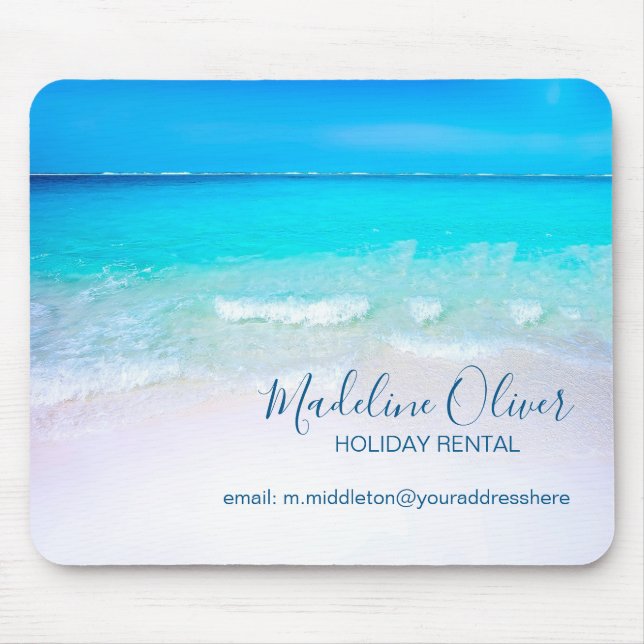 Holiday Rental Blue Ocean Sky Information Mouse Pad (Front)