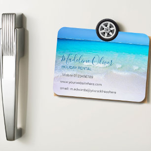 Holiday Rental Ocean Wave Beach Blue Modern Magnet